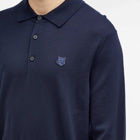 Maison Kitsuné Men's Bold Fox Head Patch Knitted Polo Shirt in Ink Blue
