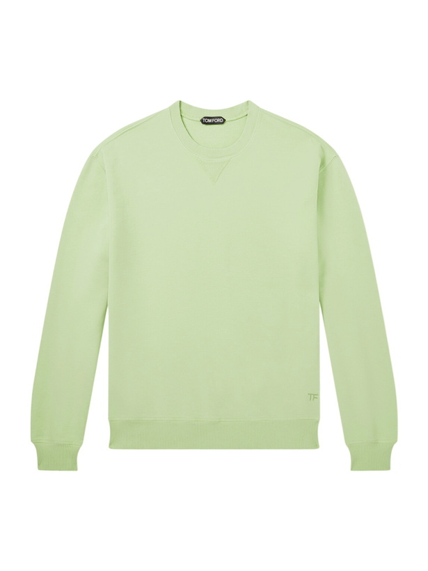 Photo: TOM FORD - Logo-Embroidered Cotton-Jersey Sweatshirt - Green