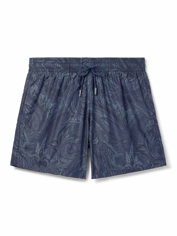 Photo: Etro - Straight-Leg Mid-Length Paisley-Print Swim Shorts - Blue