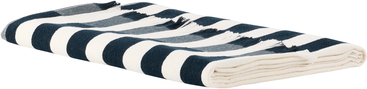 Tekla Black & White Striped Beach Towel