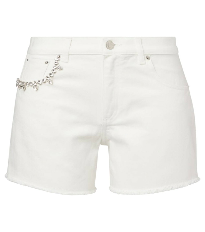 Photo: Area Crystal-embellished denim shorts