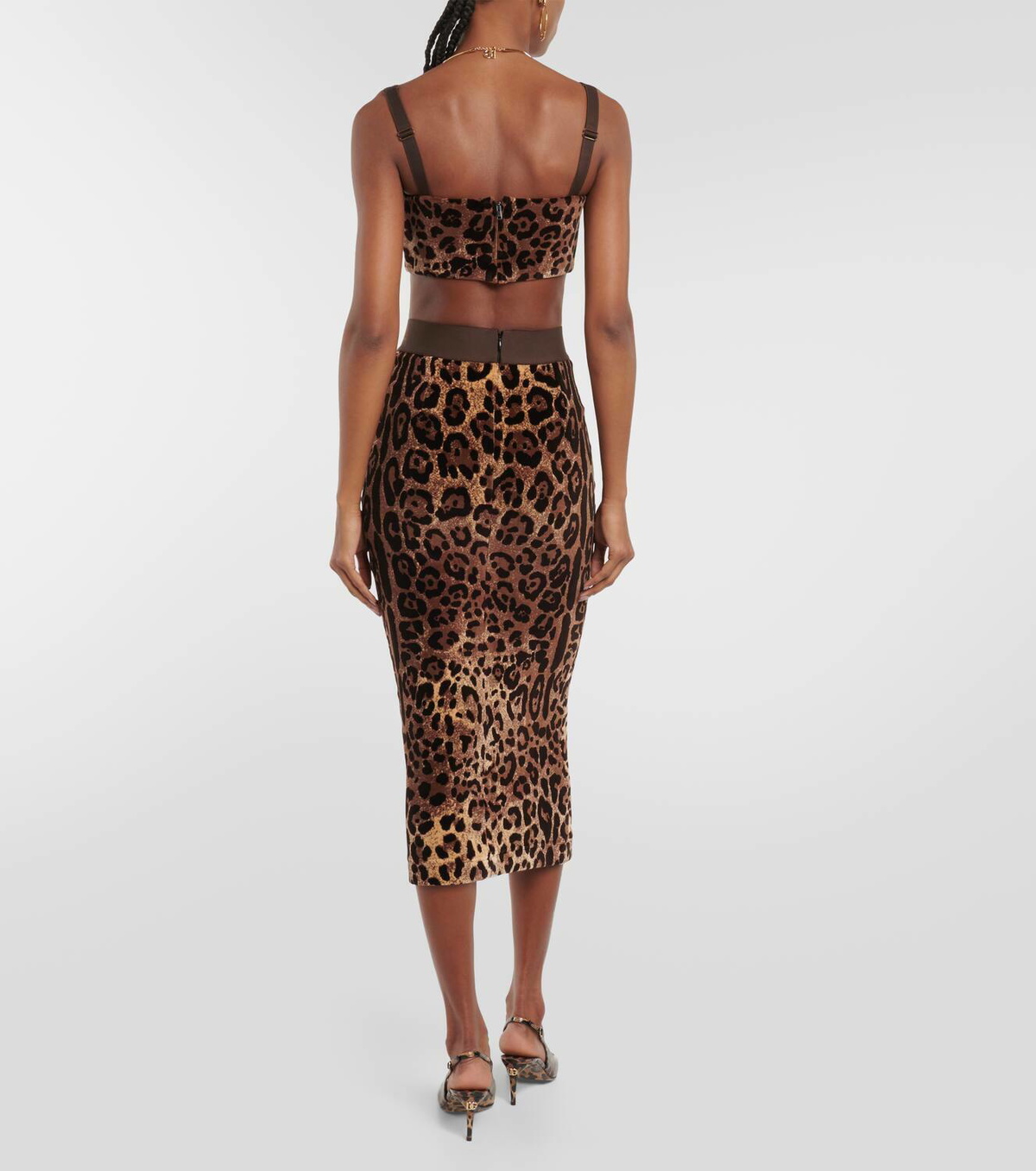 Dolce Gabbana Leopard print velvet pencil skirt Dolce Gabbana