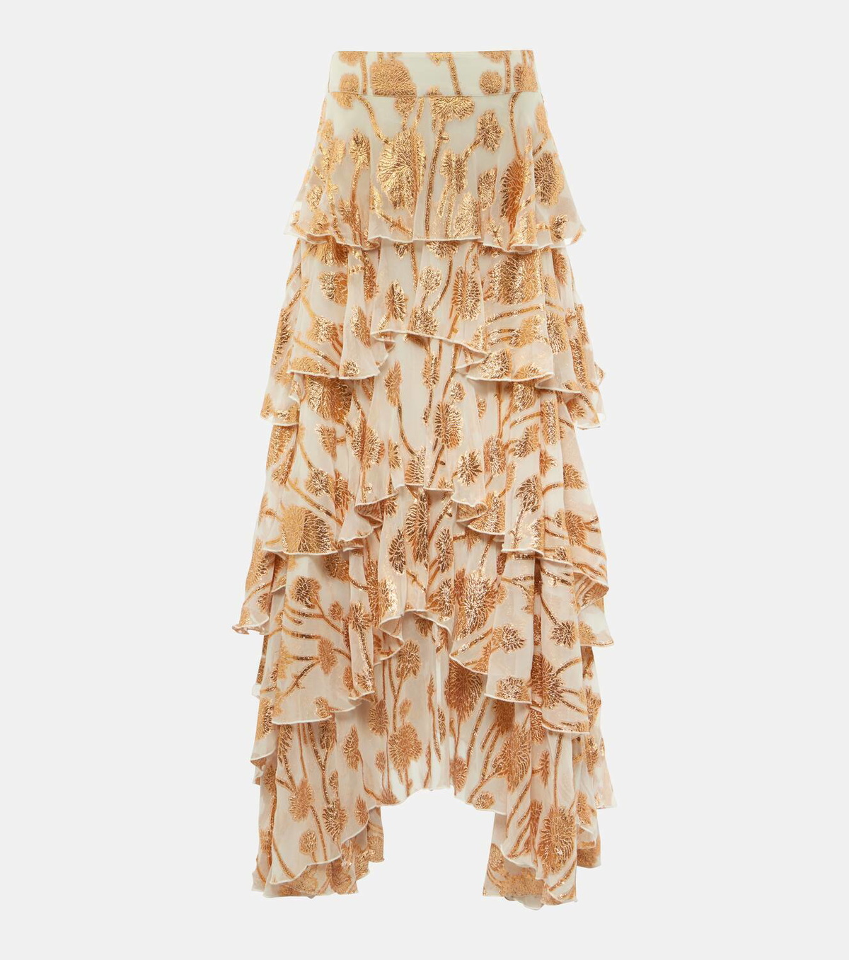 Alexandra Miro Cordelia embroidered tiered maxi skirt