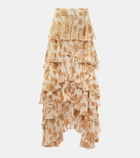 Alexandra Miro Cordelia embroidered tiered maxi skirt