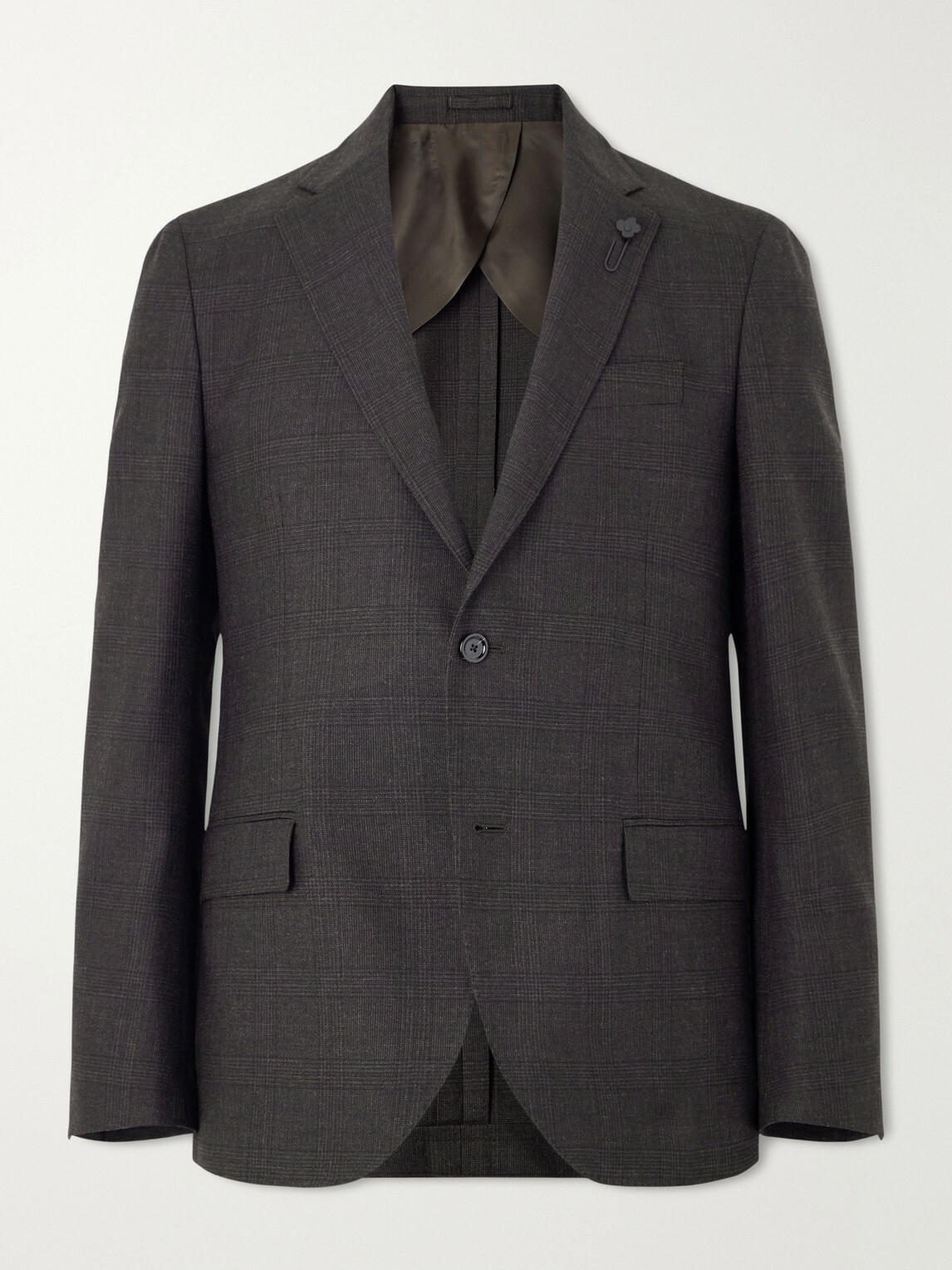 Lardini - Prince of Wales Checked Wool Suit Jacket - Brown
