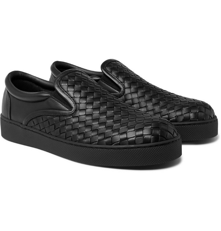 Photo: Bottega Veneta - Dodger Intrecciato Leather Slip-On Sneakers - Men - Black