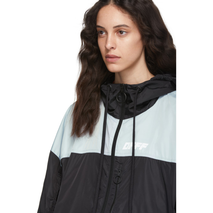 Off-White Black and Silver Unfinished Windbreaker Off-White