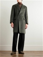 Brioni - Double-Breasted Brushed Alpaca and Wool-Blend Coat - Green