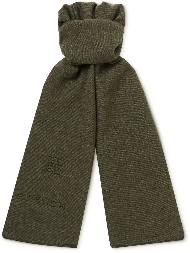 Photo: Givenchy - Logo-Embroidered Wool and Cashmere-Blend Twill Scarf