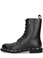 MOSCHINO - Logo Faux Leather Combat Boots