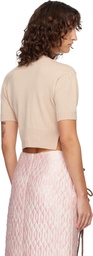Simone Rocha Beige Cropped Cashmere Cardigan