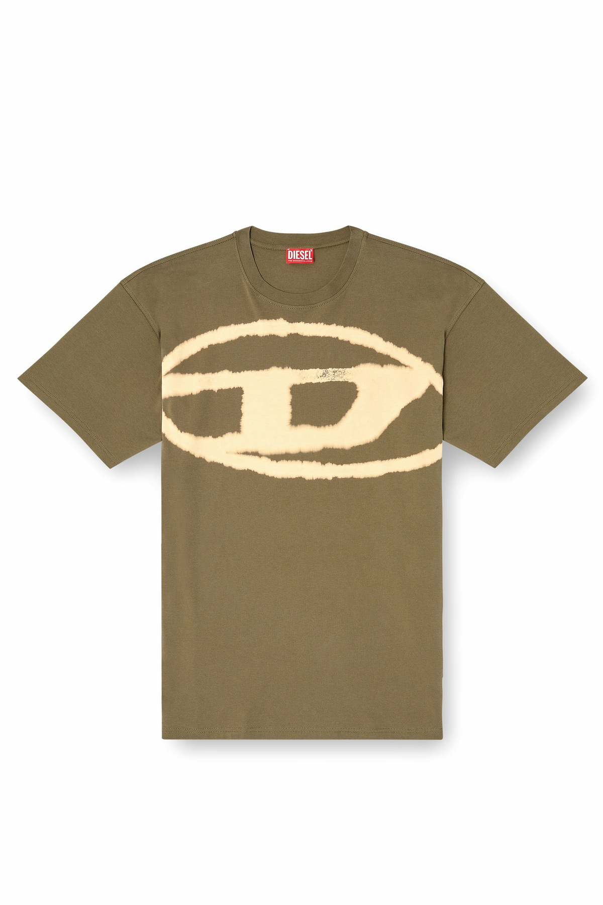 Diesel T-shirt with bleached Oval D logo - T-Shirts Mens in Green