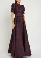 Rebecca Vallance Afina Floral-brocade Cloqué Gown Purple