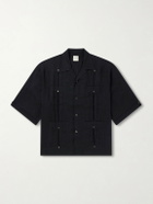 KAPITAL - Camp-Collar Pleated Linen Shirt - Black