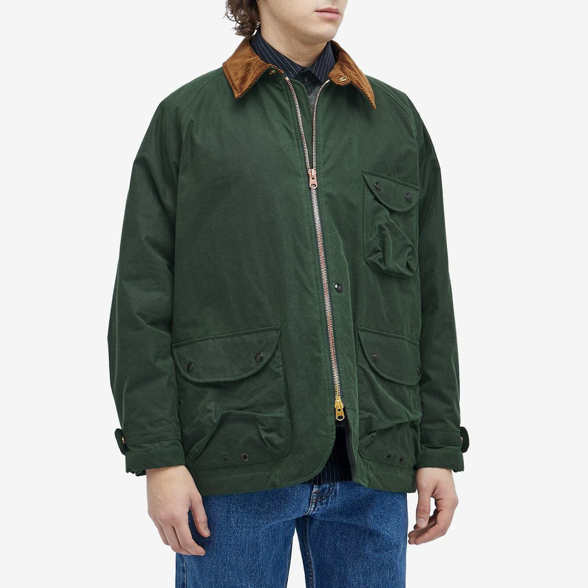 Drake's Men's Waxed Coverall Jacket in Emerald Green Drake's