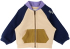 Bobo Choses Baby Beige & Navy Color Block Zip-Up Sweater