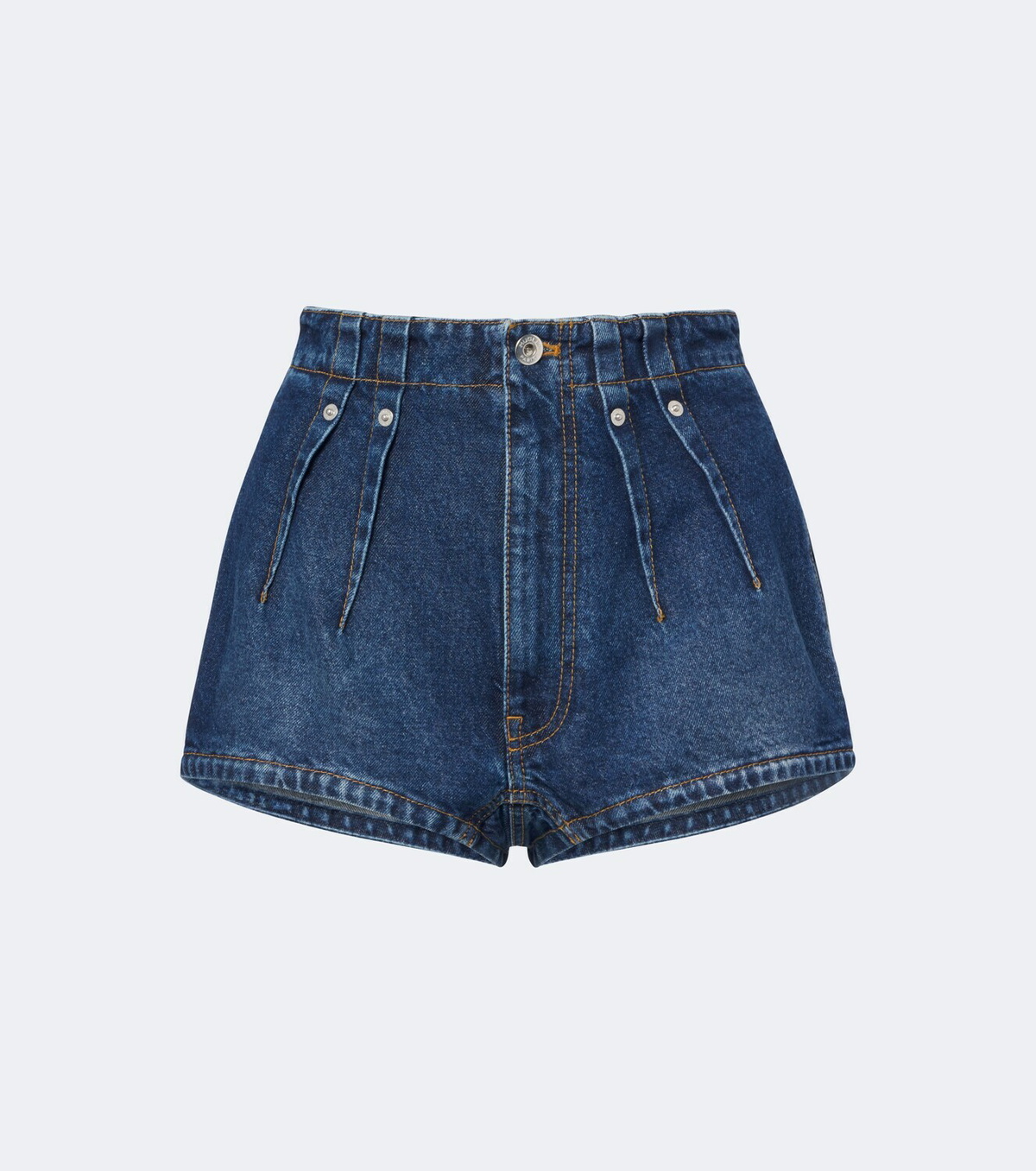 Mugler Pleated denim shorts