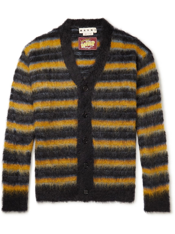 Photo: Marni - Oversized Striped Brushed Mohair and Wool-Blend Cardigan - Multi