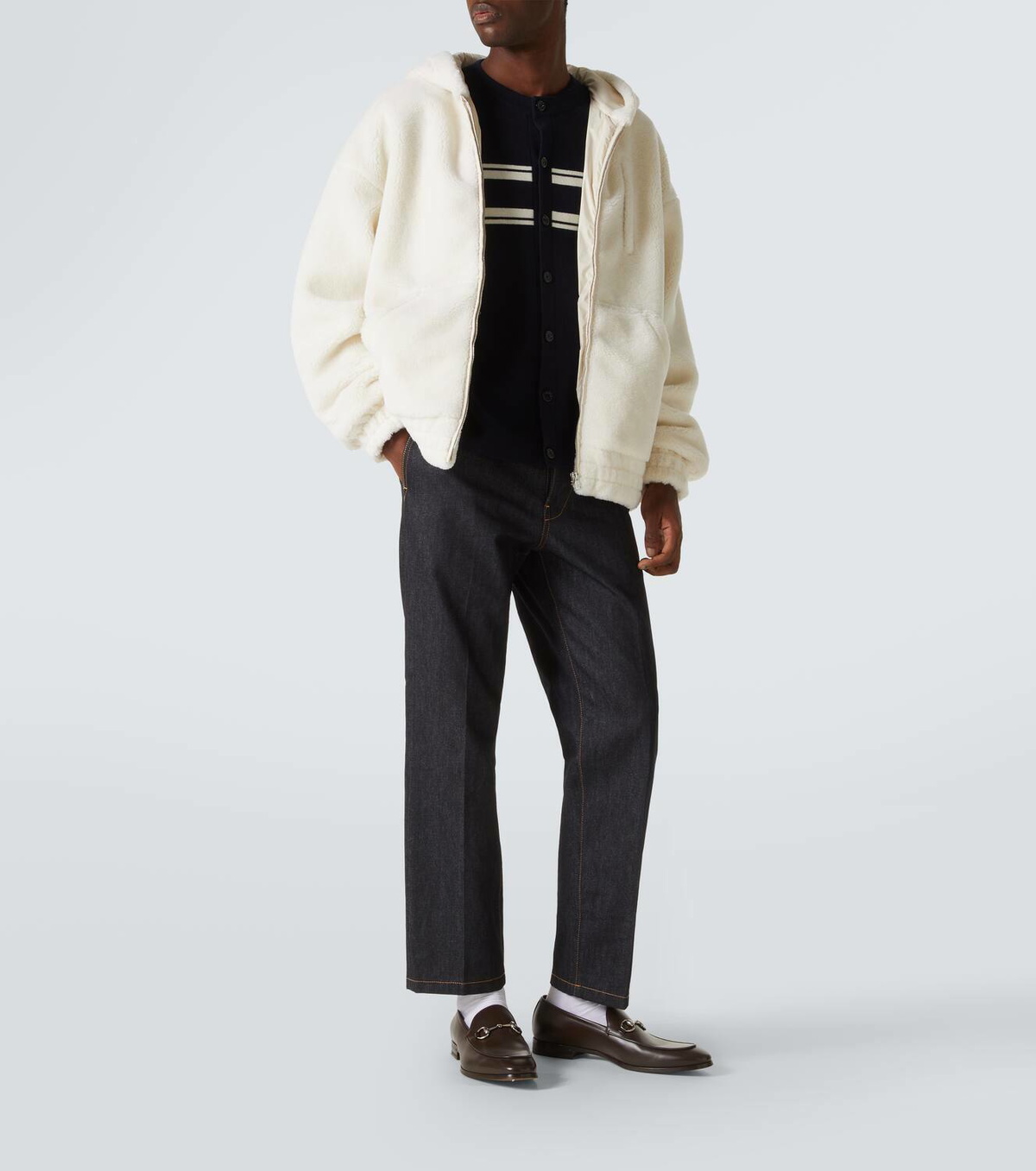 Gucci Web Stripe wool-blend fleece hoodie Gucci