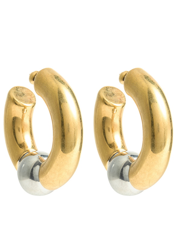 Photo: Jean Paul Gaultier Two-tone Hoop Earrings - Gold - One Size