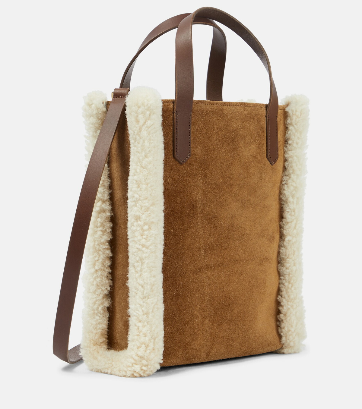 Golden Goose - Mini California shearling-trimmed tote