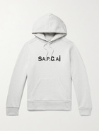 A.P.C. - Sacai Taiyo Zip-Detailed Logo-Print Mélange Loopback Cotton-Jersey Hoodie - Gray - S