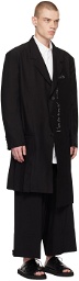 Yohji Yamamoto Black Pleated Hem Coat
