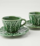 Bordallo Pinheiro Couve set of 4 espresso cups and saucers