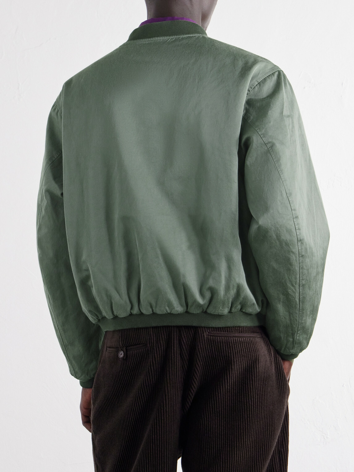 A.PRESSE - Silk and Cotton-Blend Bomber Jacket - Green