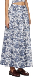 Staud Blue Idalino Maxi Skirt
