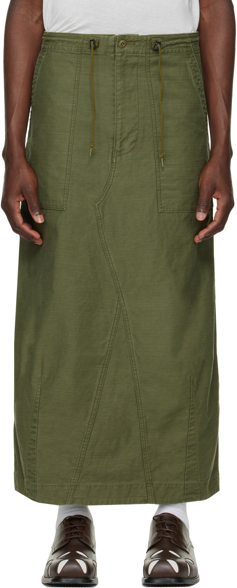 NEEDLES Khaki Back Sateen String Fatigue Skirt