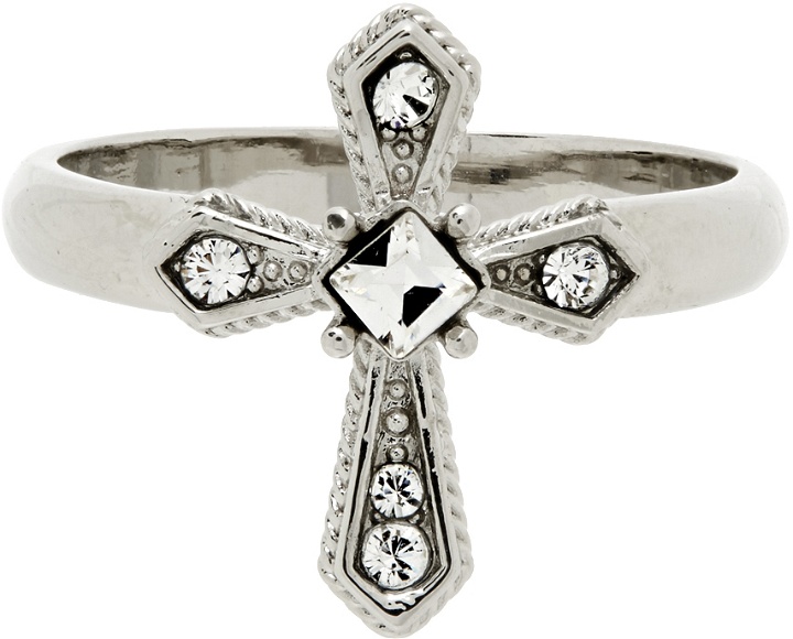 Photo: Dolce & Gabbana Silver Crystal Cross Ring