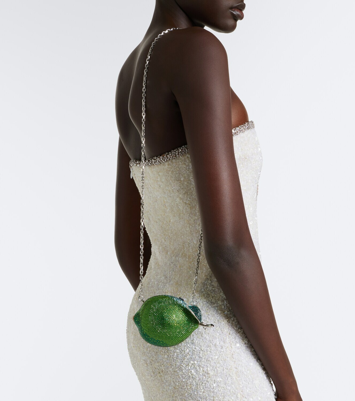 Judith Leiber Couture Citron Lime embellished clutch