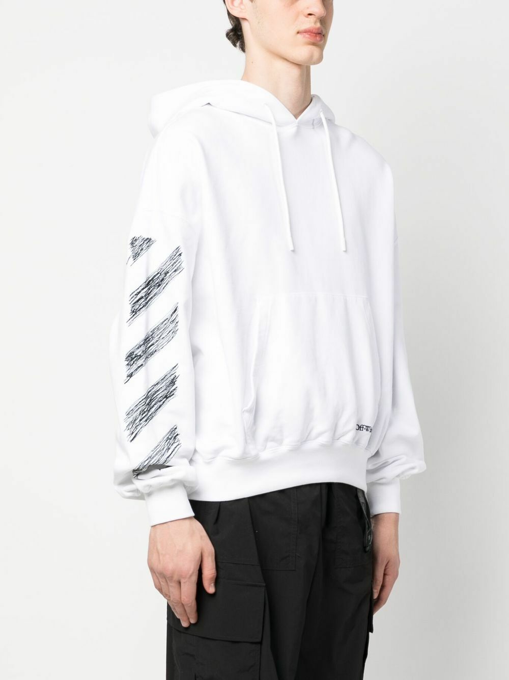 OFF WHITE Diagonal Cotton Hoodie Off White