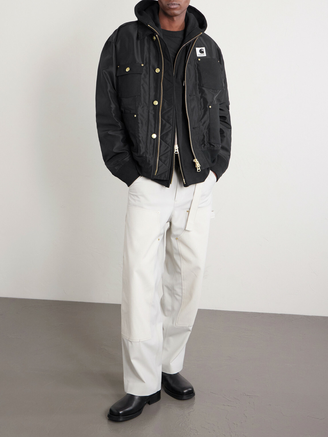 Sacai - Carhart WIP Padded Shell and Cotton-Twill Bomber Jacket - Black