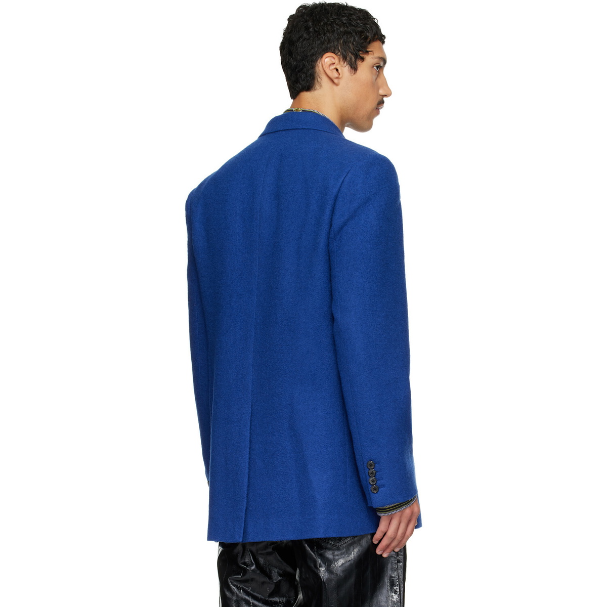 Dries Van Noten Blue Oversized Wool Blazer
