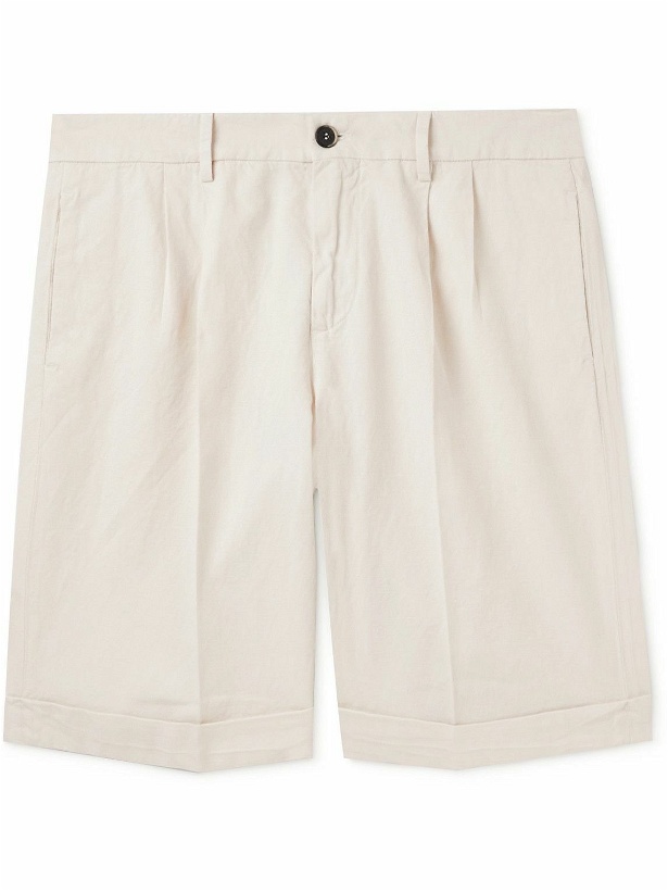Photo: Barena - Scandola Straight-Leg Pleated Cotton-Blend Shorts - White