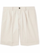 Barena - Scandola Straight-Leg Pleated Cotton-Blend Shorts - White