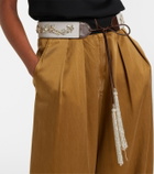 Dries Van Noten Embellished leather-trimmed cotton belt