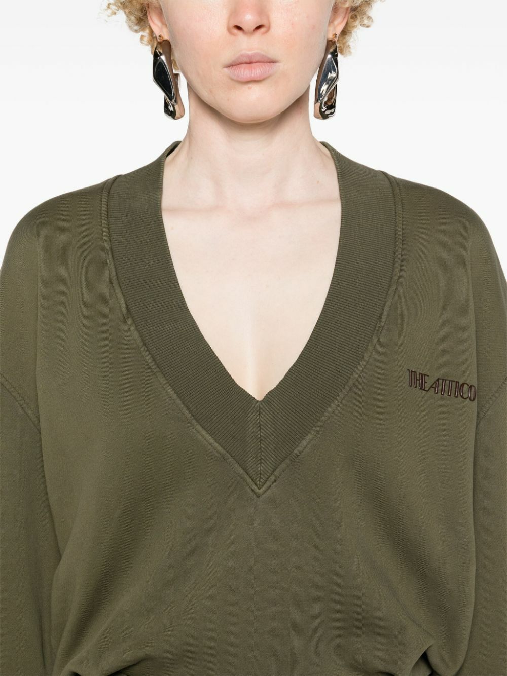 The Attico Green Layered Cotton Sweater Dress The Attico
