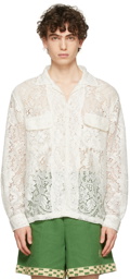 Bode Off-White Quaker Lace Long Sleeve Shirt