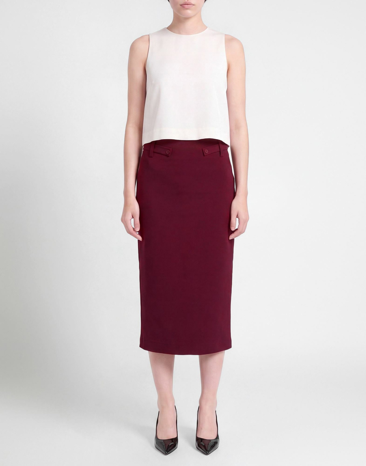 Manila Grace Womens Midi skirt Burgundy
