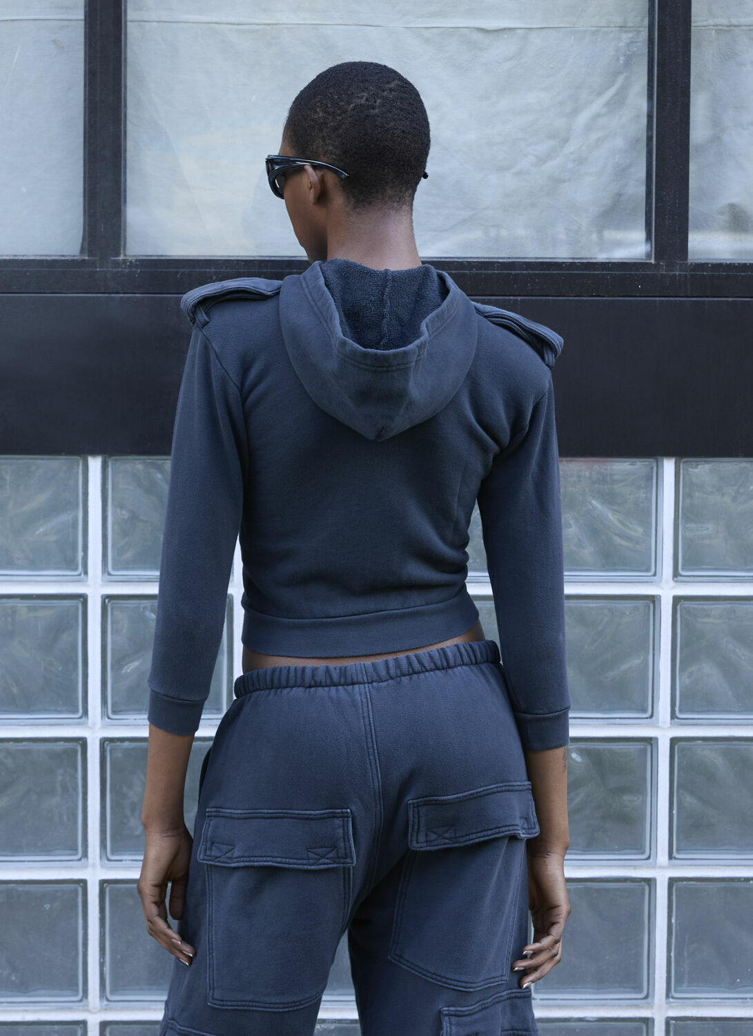 GREG ROSS Shrunken Military Hooded Sweatshirt