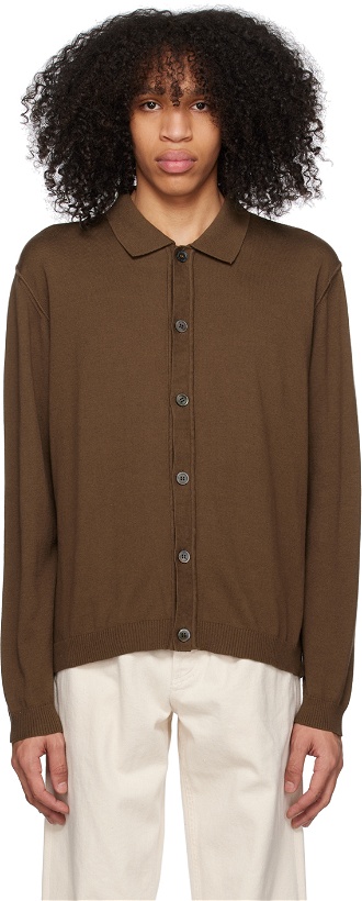 Photo: ANOTHER ASPECT Brown Spread Collar Cardigan
