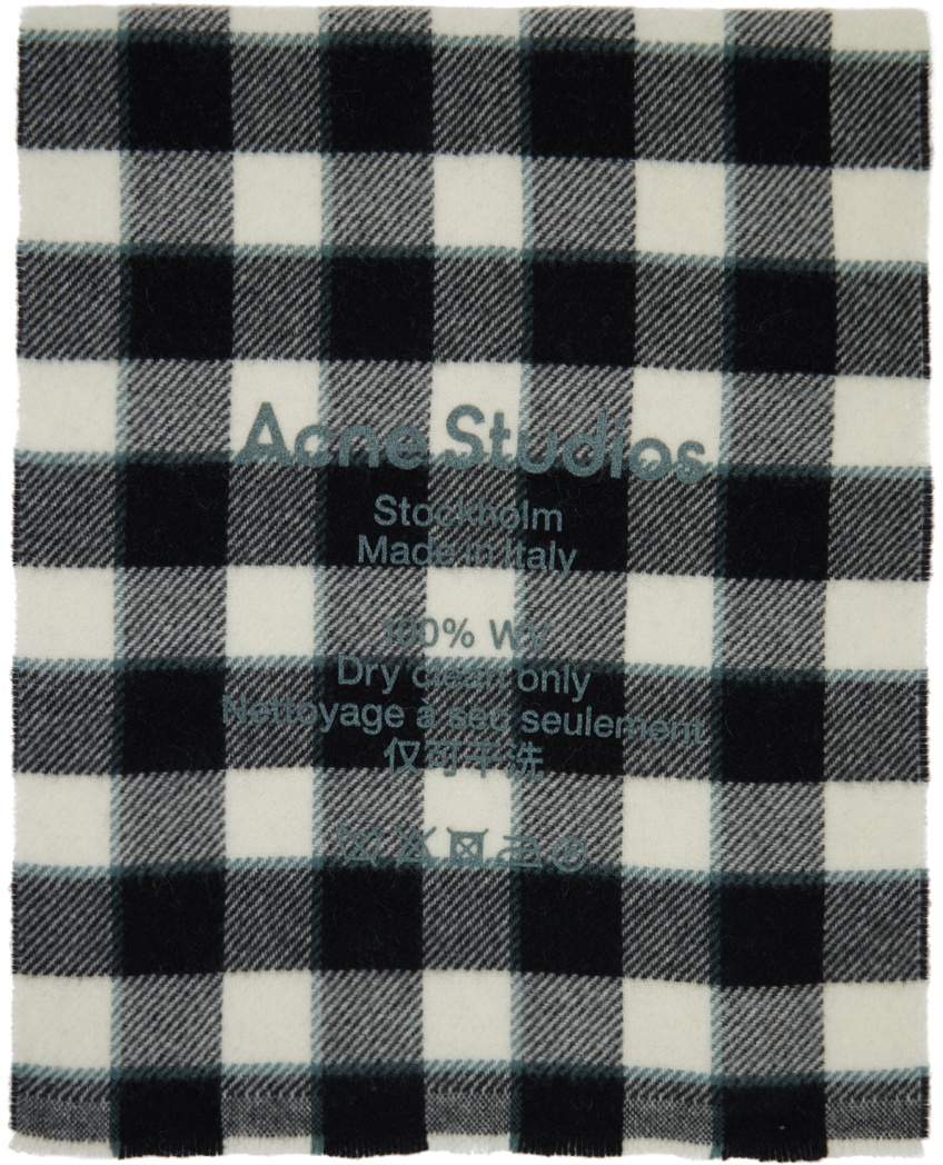 Acne Studios Black & White Check Narrow Scarf Acne Studios