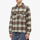 Butter Goods Men's Zip Through Plaid Flannel Overshirt in Natural/Midnight/Red