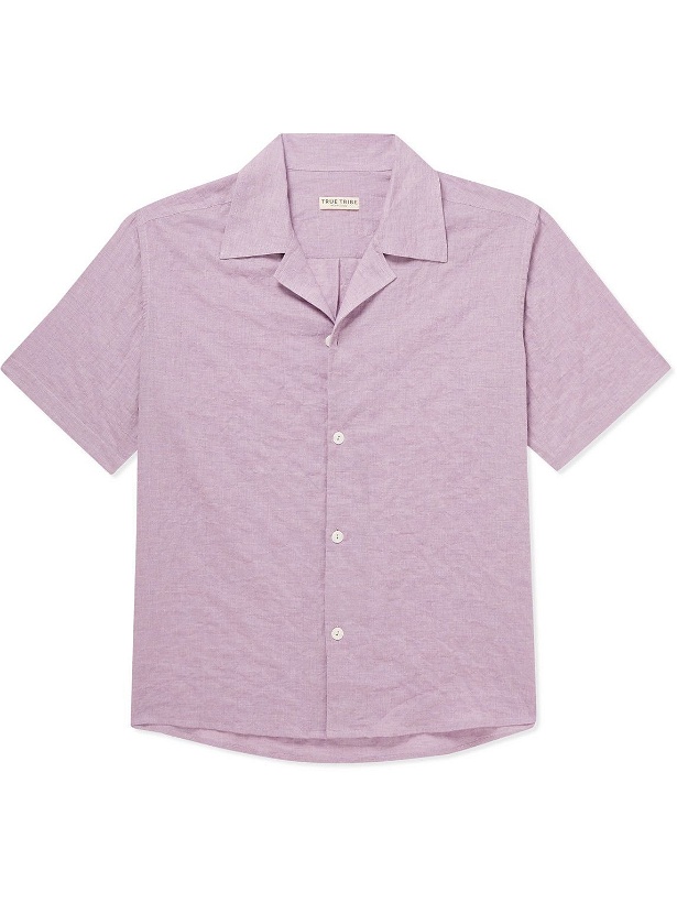 Photo: True Tribe - Camp-Collar Crinkled Organic Cotton-Blend Voile Shirt - Purple