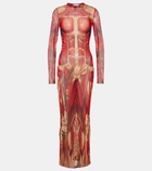 Jean Paul Gaultier Printed mesh maxi dress