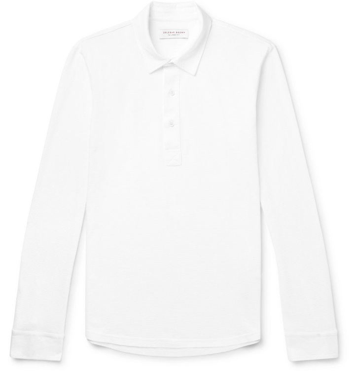 Photo: Orlebar Brown - Sebastian Waffle-Knit Cotton-Jersey Polo Shirt - Men - White