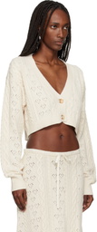 GUIZIO Off-White Noah Wool Cable Crop Cardigan